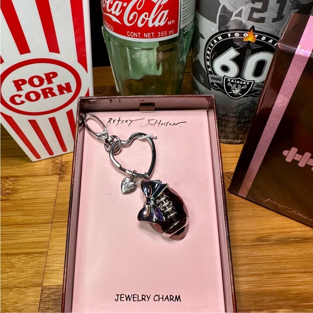 NIB Betsey Johnson Football & Bow Bag Charm - Picture 6 of 12